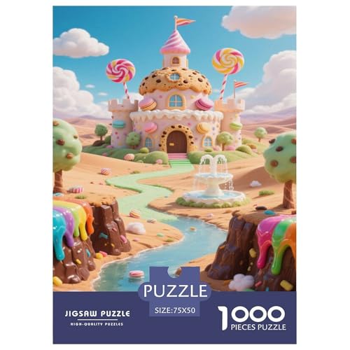 Bonbon-thätiges Schloss mit Brunnen in Dessertlandschaft Puzzles 1000-Stück Like Für Erwachsene Bildungsspiele Dekoration Zu Hause Poster Landscape 1000pcs (75x50cm) von junsuoxiao