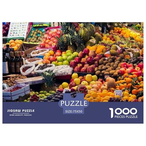 Bunter Obstmarkt-Ausstellung. Gebäude Straße. 1000-Teil-Puzzle Für Erwachsene. Puzzles 1000 Teilen. Erzieherische Spiele. Home-Dekoration. 1000pcs Puzzle 1000pcs (75x50cm) von junsuoxiao