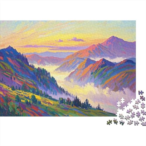 Buntes Gebirgsgemälde. Lebhafte Gipfel und traumhafte Atmosphäre 1000 Pieces Jigsaw Difficult Educational Games Gifts Decoration Puzzles Poster Landscape 1000pcs (75x50cm) von junsuoxiao