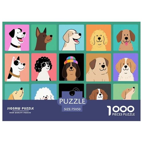 Cartoon-artige Hundefammlung auf grün toniertem Hintergrund Puzzles Für 1000-Stück Schwierig Bildungsspielgeschenke Dekoration Zu Hause Poster Landscape 1000pcs (75x50cm) von junsuoxiao