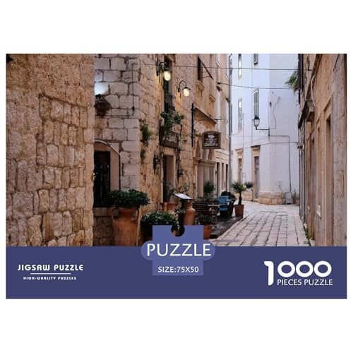 Charmante Stein-Gasse mit Topfpflanzen. Gebäude Straße. 1000-Teil-Puzzle Für Erwachsene. Puzzles 1000 Teilen. Erzieherische Spiele. Home-Dekoration. 1000pcs Puzzle 1000pcs (75x50cm) von junsuoxiao