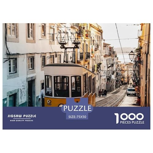 Charmante Tram auf historischer Straße. Gebäude Straße. 1000-Teil-Puzzle Für Erwachsene. Puzzles 1000 Teilen. Erzieherische Spiele. Home-Dekoration. 1000pcs Puzzle 1000pcs (75x50cm) von junsuoxiao