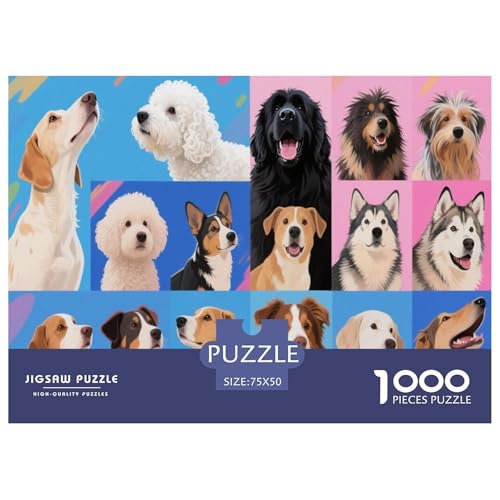 Collage diverser Hunderassen mit vibranten Hintergrunds. Hund. Puzzles 1000-Stück Schwierig Bildungsspielgeschenke Dekorationspuzzles Illustration Landscape 1000pcs (75x50cm) von junsuoxiao