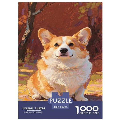 Corgi im Arm des Herbstes Puzzles 1000-Stück Like Bildungsspielgeschenke Dekorationspuzzles Illustration Landschaft 1000pcs (75x50cm) von junsuoxiao