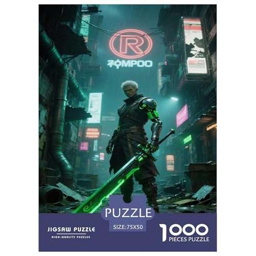Cyber-Samurai im Neonregen. Krieger. 1000-Teil-Puzzle Für Erwachsene. Puzzles 1000 Teilen. Erzieherische Spiele. Home-Dekoration. 1000pcs Puzzle 1000pcs (75x50cm) von junsuoxiao