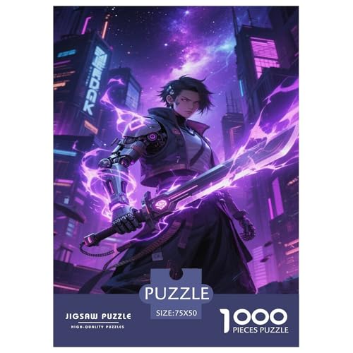 Cyber-Schwertmeister in der Neonstadt. Krieger. 1000-Teil-Puzzle Für Erwachsene. Puzzles 1000 Teilen. Erzieherische Spiele. Home-Dekoration. 1000pcs Puzzle 1000pcs (75x50cm) von junsuoxiao