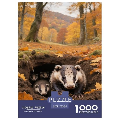 Dächer aus der Höhle im Herbst hervortretend. Dachs. 1000-Teil-Puzzle Für Erwachsene. Puzzles 1000 Teilen. Erzieherische Spiele. Home-Dekoration. 1000pcs Puzzle 1000pcs (75x50cm) von junsuoxiao