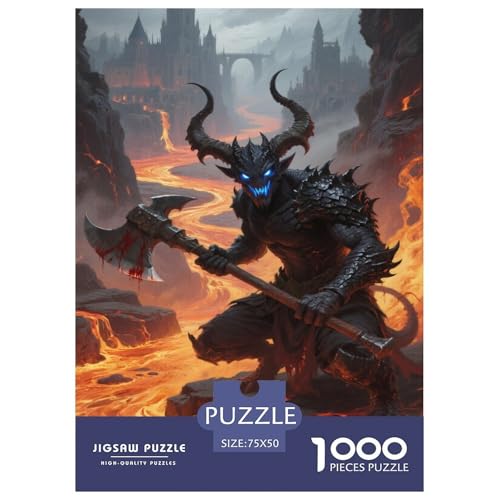 Dämon mit Axt in Lava. Teufelmann. 1000-Teil-Puzzle Für Erwachsene. Puzzles 1000 Teilen. Erzieherische Spiele. Home-Dekoration. 1000pcs Puzzle 1000pcs (75x50cm) von junsuoxiao