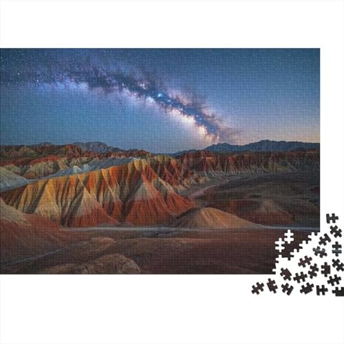 Danxia Landschaft Nachthimmel Puzzles Für 1000-Stück Schwierig Bildungsspielgeschenke Dekoration Zu Hause Landschaft Poster Landscape 1000pcs (75x50cm) von junsuoxiao