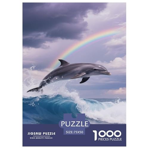 Delfin mit Regenbogen schwebt. Delfin. 1000-Teil-Puzzle Für Erwachsene. Puzzles 1000 Teilen. Erzieherische Spiele. Home-Dekoration. 1000pcs Puzzle 1000pcs (75x50cm) von junsuoxiao