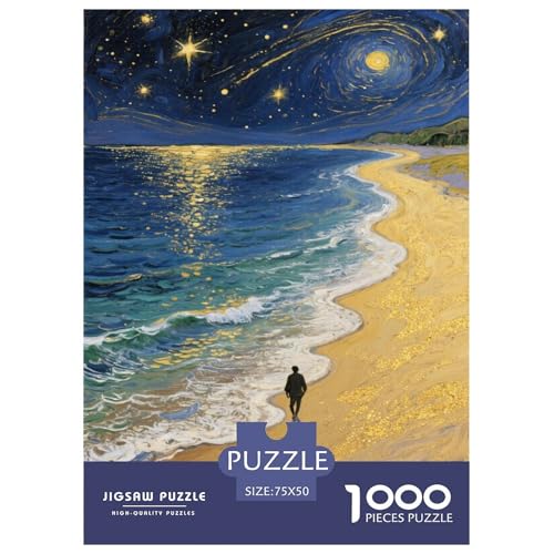 Einsamkeit des sternenbewölkten Strandes Puzzles 1000-Stück Like Bildungsspielgeschenke Dekorationspuzzles Poster Landschaft 1000pcs (75x50cm) von junsuoxiao