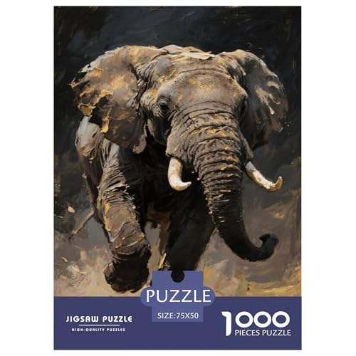 Elefantenangriff Wilde Erde Malerei. Gebietete Puzzles. Gehirnvergnügung Puzzle 1000 Teile Puzzle Für Erwachsene 1000pcs (75x50cm) von junsuoxiao