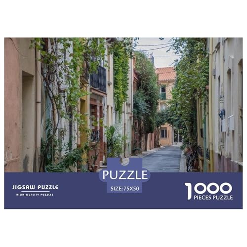 Enge, mit Grün erfüllte Straßenansicht. Gebäude Straße. 1000-Teil-Puzzle Für Erwachsene. Puzzles 1000 Teilen. Erzieherische Spiele. Home-Dekoration. 1000pcs Puzzle 1000pcs (75x50cm) von junsuoxiao