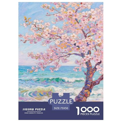 Etherische Kirschblüte am Meer Puzzles Für 1000-Stück Like Bildungsspielgeschenke Dekorationspuzzles Poster Landschaft 1000pcs (75x50cm) von junsuoxiao
