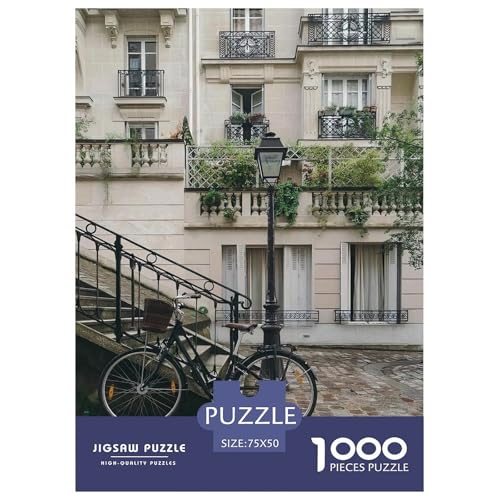 Fahrrad an einem charmanten Gebäude mit Balkonen. Gebäude Straße. 1000-Teil-Puzzle Für Erwachsene. Puzzles 1000 Teilen. Erzieherische Spiele. Home-Dekoration. 1000pcs Puzzle 1000pcs (75x50cm) von junsuoxiao