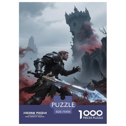 Fantasie-Spiel-inspiriertes Plakat. Krieger. 1000-Teil-Puzzle Für Erwachsene. Puzzles 1000 Teilen. Erzieherische Spiele. Home-Dekoration. 1000pcs Puzzle 1000pcs (75x50cm) von junsuoxiao