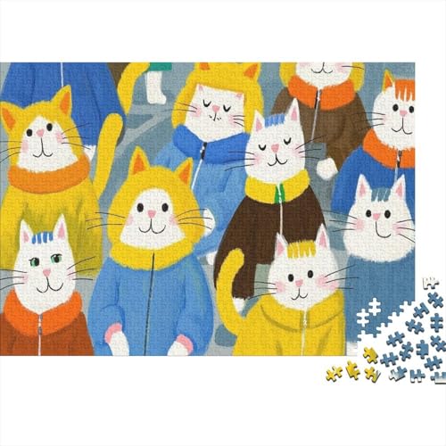 Farbenfrohe Katzenmodeparade Puzzles 1000 Piece Like for Adults EduKatzeional Games Home Decoration Illustration Landscape 1000pcs (75x50cm) von junsuoxiao