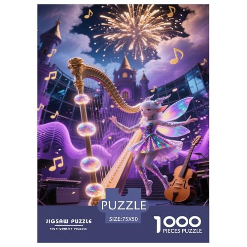 Feenharfe auf der Bühne mit Feuerwerken. Fantastisch magisch. Puzzles 1000-Stück Like Für Erwachsene Bildungsspiele Dekoration Zu Hause Illustration Landscape 1000pcs (75x50cm) von junsuoxiao