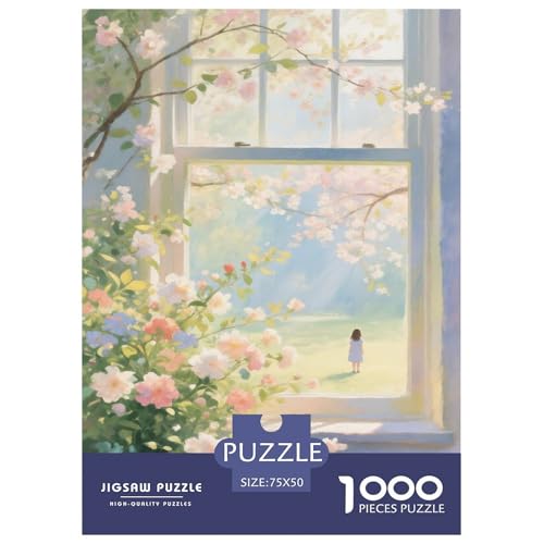Fenster. Blüten. 1000-Teil-Puzzle Für Erwachsene. Puzzles 1000 Teilen. Erzieherische Spiele. Home-Dekoration. Puzzle 1000pcs (75x50cm) von junsuoxiao