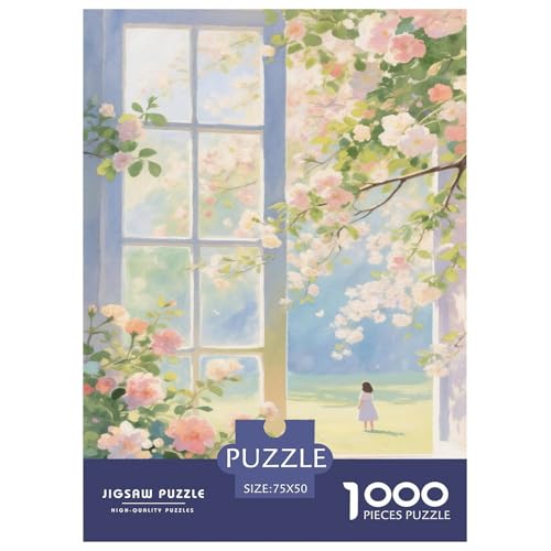 Fenster. Blüten. 1000-Teil-Puzzle Für Erwachsene. Puzzles 1000 Teilen. Erzieherische Spiele. Home-Dekoration. Puzzle 1000pcs (75x50cm) von junsuoxiao