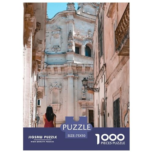 Frau in Rot in Einer historischen Gasse. Gebäude Straße. 1000-Teil-Puzzle Für Erwachsene. Puzzles 1000 Teilen. Erzieherische Spiele. Home-Dekoration. 1000pcs Puzzle 1000pcs (75x50cm) von junsuoxiao