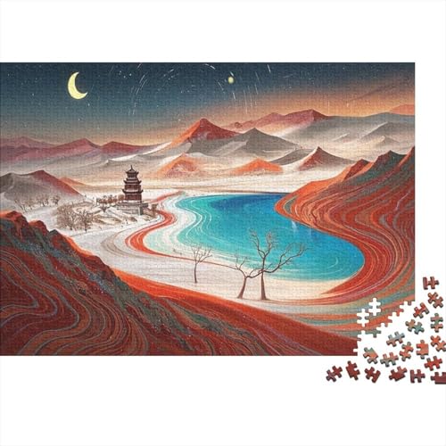 Frühlingswasser Tusche Malerei Puzzles Für 1000-Stück Like Puzzle Für Erwachsene Dekoration Zu Hause Nacht Szene Wasch Malerei Poster Landscape 1000pcs (75x50cm) von junsuoxiao