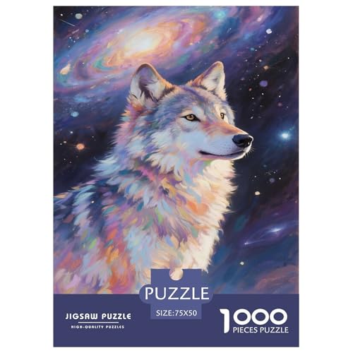 Galaxiewolf Kosmische Fantasie Kunst. Gebietete Puzzles. Gehirnvergnügung Puzzle 1000 Teile Puzzle Für Erwachsene 1000pcs (75x50cm) von junsuoxiao