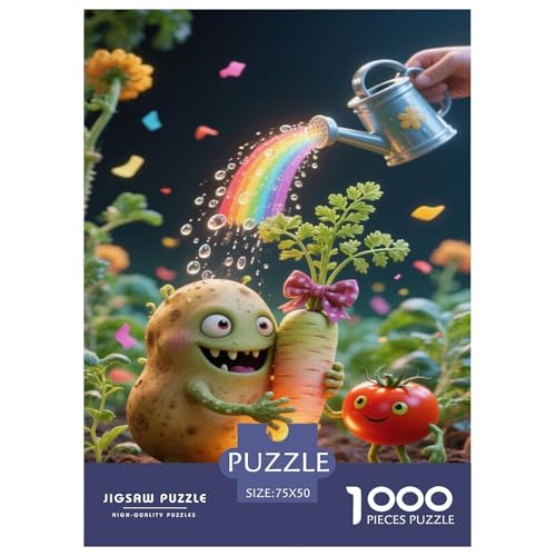 Gemüse-Freunde unter Regenbogen-Bewässerung Puzzles 1000-Stück Schwierig Bildungsspielgeschenke Dekorationspuzzles Poster Landscape 1000pcs (75x50cm) von junsuoxiao