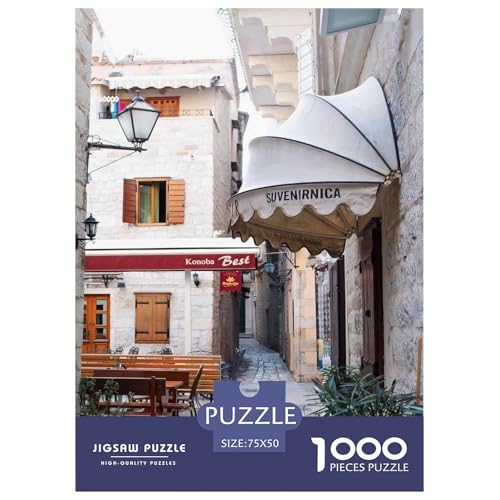 Gemütliche Gasse mit charmanten Ladenschildern. Gebäude Straße. 1000-Teil-Puzzle Für Erwachsene. Puzzles 1000 Teilen. Erzieherische Spiele. Home-Dekoration. 1000pcs Puzzle 1000pcs (75x50cm) von junsuoxiao