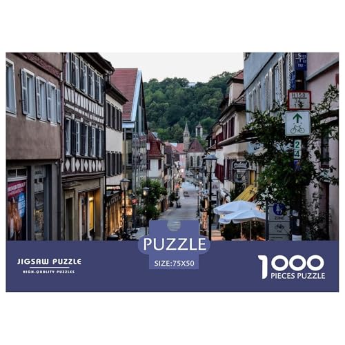 Gemütliche Straße mit Blick auf eine Kirche. Gebäude Straße. 1000-Teil-Puzzle Für Erwachsene. Puzzles 1000 Teilen. Erzieherische Spiele. Home-Dekoration. 1000pcs Puzzle 1000pcs (75x50cm) von junsuoxiao