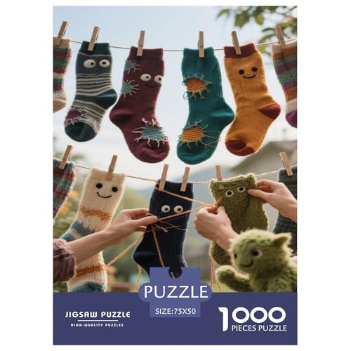 Gesichtete Socken, die an der Leine hängen, Werden repariert Puzzles Für 1000-Stück Like Bildungsspielgeschenke Dekorationspuzzles Poster Landscape 1000pcs (75x50cm) von junsuoxiao