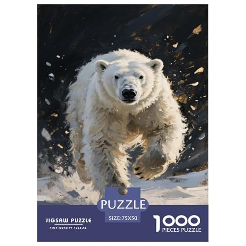 Goldener Arktischer Sprint Polarbärs Wilder Angriff. Gebietete Puzzles. Gehirnvergnügung Puzzle 1000 Teile Puzzle Für Erwachsene 1000pcs (75x50cm) von junsuoxiao