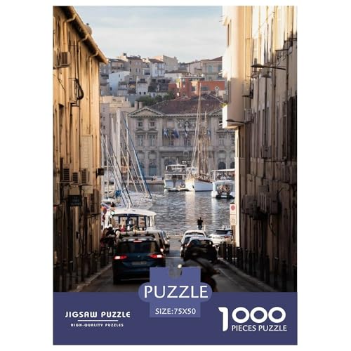 Hafenstraße mit Booten und urbaner Tätigkeit. Gebäude Straße. 1000-Teil-Puzzle Für Erwachsene. Puzzles 1000 Teilen. Erzieherische Spiele. Home-Dekoration. 1000pcs Puzzle 1000pcs (75x50cm) von junsuoxiao