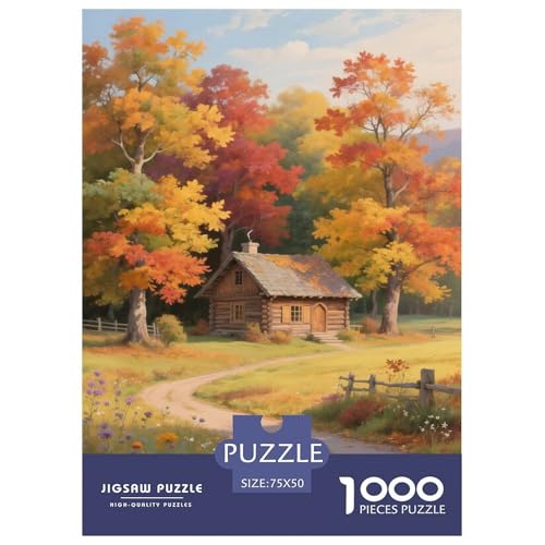 Hütte. Herbst. 1000-Teil-Puzzle Für Erwachsene. Puzzles 1000 Teilen. Erzieherische Spiele. Home-Dekoration. Puzzle 1000pcs (75x50cm) von junsuoxiao