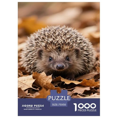 Igel unter trockenen Blättern. Igel. 1000-Teil-Puzzle Für Erwachsene. Puzzles 1000 Teilen. Erzieherische Spiele. Home-Dekoration. 1000pcs Puzzle 1000pcs (75x50cm) von junsuoxiao
