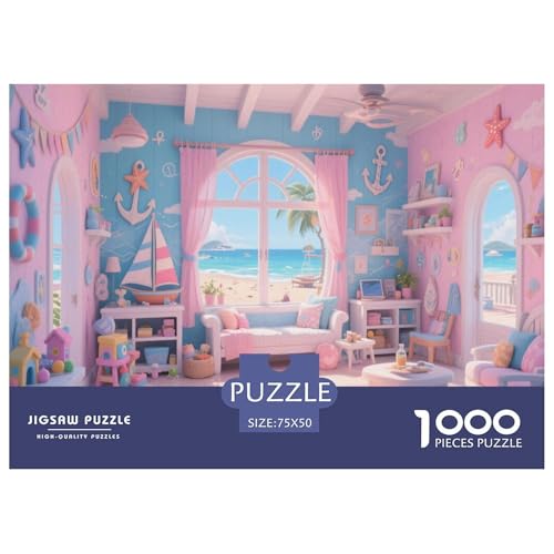 Innenraum Einer Strandhütte. Zimmer. Puzzles Für 1000-Stück Like Puzzle Für Erwachsene Dekoration Zu Hause Poster Landscape 1000pcs (75x50cm) von junsuoxiao