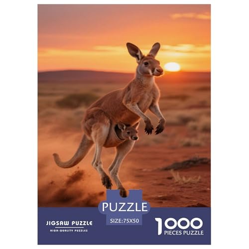 Känguru beim Sonnenuntergang springt. Känguru. 1000-Teil-Puzzle Für Erwachsene. Puzzles 1000 Teilen. Erzieherische Spiele. Home-Dekoration. 1000pcs Puzzle 1000pcs (75x50cm) von junsuoxiao
