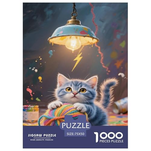Kätzchen mit Buntem Garn spielt. Charlotte-Katze. 1000-Teil-Puzzle Für Erwachsene. Puzzles 1000 Teilen. Erzieherische Spiele. Home-Dekoration. 1000pcs Puzzle 1000pcs (75x50cm) von junsuoxiao