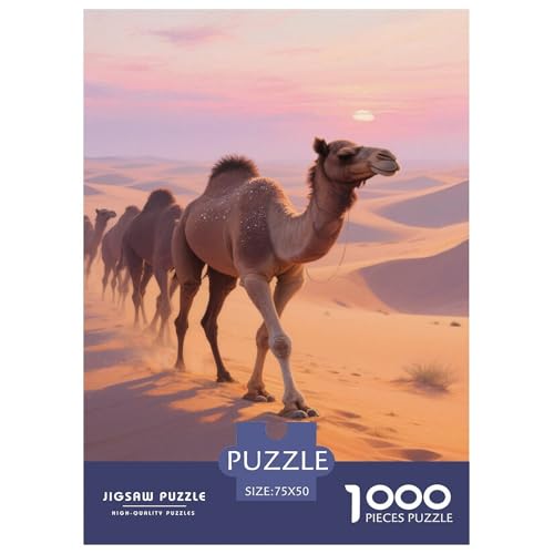 Kamele in Einer Wüstensonnensuntergang wandernd. Kamel. 1000-Teil-Puzzle Für Erwachsene. Puzzles 1000 Teilen. Erzieherische Spiele. Home-Dekoration. 1000pcs Puzzle 1000pcs (75x50cm) von junsuoxiao