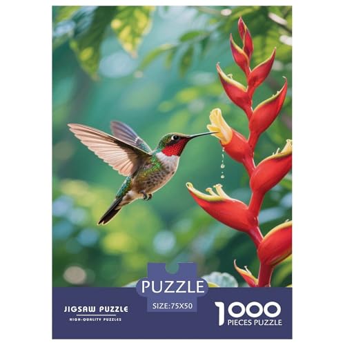 Kolibri an roter Blume. Kolibri. 1000-Teil-Puzzle Für Erwachsene. Puzzles 1000 Teilen. Erzieherische Spiele. Home-Dekoration. 1000pcs Puzzle 1000pcs (75x50cm) von junsuoxiao