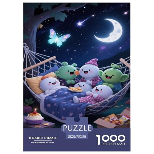 Kreaturen, die Sich in Hammock nachts entspannen Puzzles Für 1000-Stück Schwierig Puzzle Für Erwachsene Dekoration Zu Hause Poster Landscape 1000pcs (75x50cm) von junsuoxiao