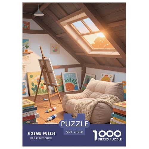 Künstliches Glühen im Dachzimmer. Sonne und kreative Träume Puzzles 1000-Stück Schwierig Bildungsspielgeschenke Dekoration Zu Hause Poster Landschaft 1000pcs (75x50cm) von junsuoxiao