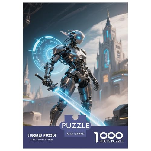 Kybernetischer Samurai in Einer High-Tech-Metropole. Fantastisch magisch. Puzzles Für 1000-Stück Schwierig Puzzle Für Erwachsene Dekorationspuzzles Illustration Landscape 1000pcs (75x50cm) von junsuoxiao