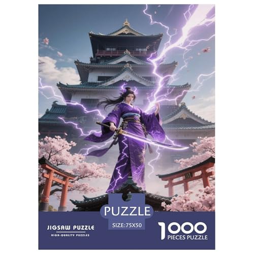 Lila Kimono Blitz-Burgansicht. Anime. 1000-Teil-Puzzle Für Erwachsene. Puzzles 1000 Teilen. Erzieherische Spiele. Home-Dekoration. 1000pcs Puzzle 1000pcs (75x50cm) von junsuoxiao