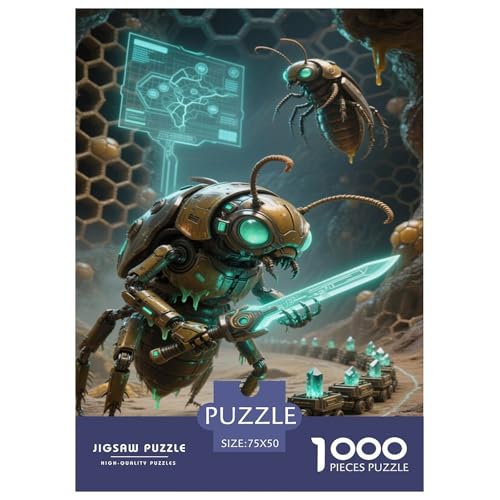 Mechanisches Insekt mit Schwert in Einer hexagonalen Höhle. Fantastisch magisch. Puzzles 1000-Stück Like Für Erwachsene Bildungsspiele Dekoration Zu Hause Illustration Landscape 1000pcs (75x50cm) von junsuoxiao