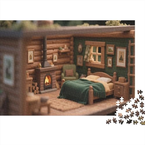 Miniatur-Blockhütte. Gemütlicher Kamin & kunsthandwerkliche Details Puzzles 1000 Piece Like for Adults Educational Games Zuhause Decoration Illustration Landscape 1000pcs (75x50cm) von junsuoxiao
