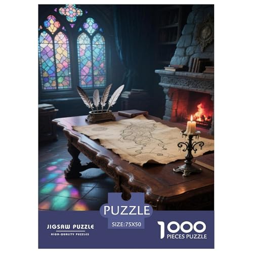 Mittelalterlich inspiriertes Studien-Sanktuarium Puzzles 1000-Stück Like Für Erwachsene Bildungsspiele Dekoration Zu Hause Poster Landschaft 1000pcs (75x50cm) von junsuoxiao