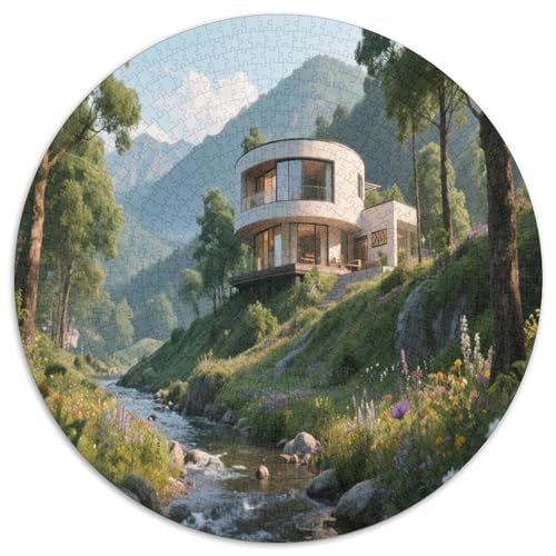 Modernes Bergrefugium. Runde Villa in grünen Landschaften. Gebietete Puzzles. Gehirnvergnügung Puzzle 1000 Teile Puzzle Für Erwachsene 1000pcs (67.5x67.5cm) von junsuoxiao