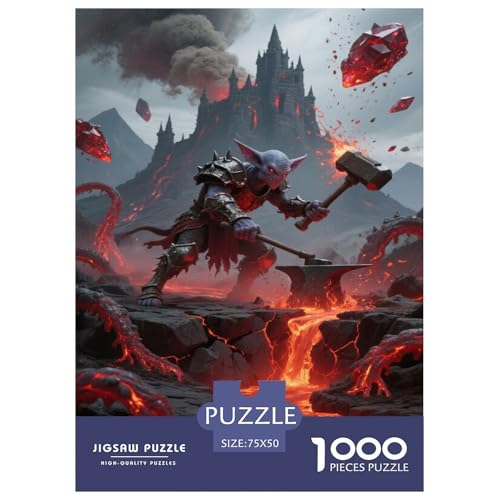 Monster in der Nähe eines Lavakastells. Fantastisch magisch. Puzzles 1000-Stück Like Bildungsspielgeschenke Dekorationspuzzles Illustration Landscape 1000pcs (75x50cm) von junsuoxiao