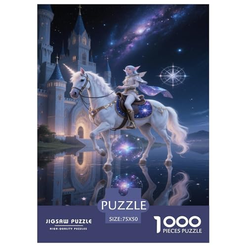 Nacht-Sternen-Einhorn und bezaubertes Schloss Puzzles Für 1000-Stück Like Für Erwachsene Bildungsspiele Dekoration Zu Hause Poster Landscape 1000pcs (75x50cm) von junsuoxiao